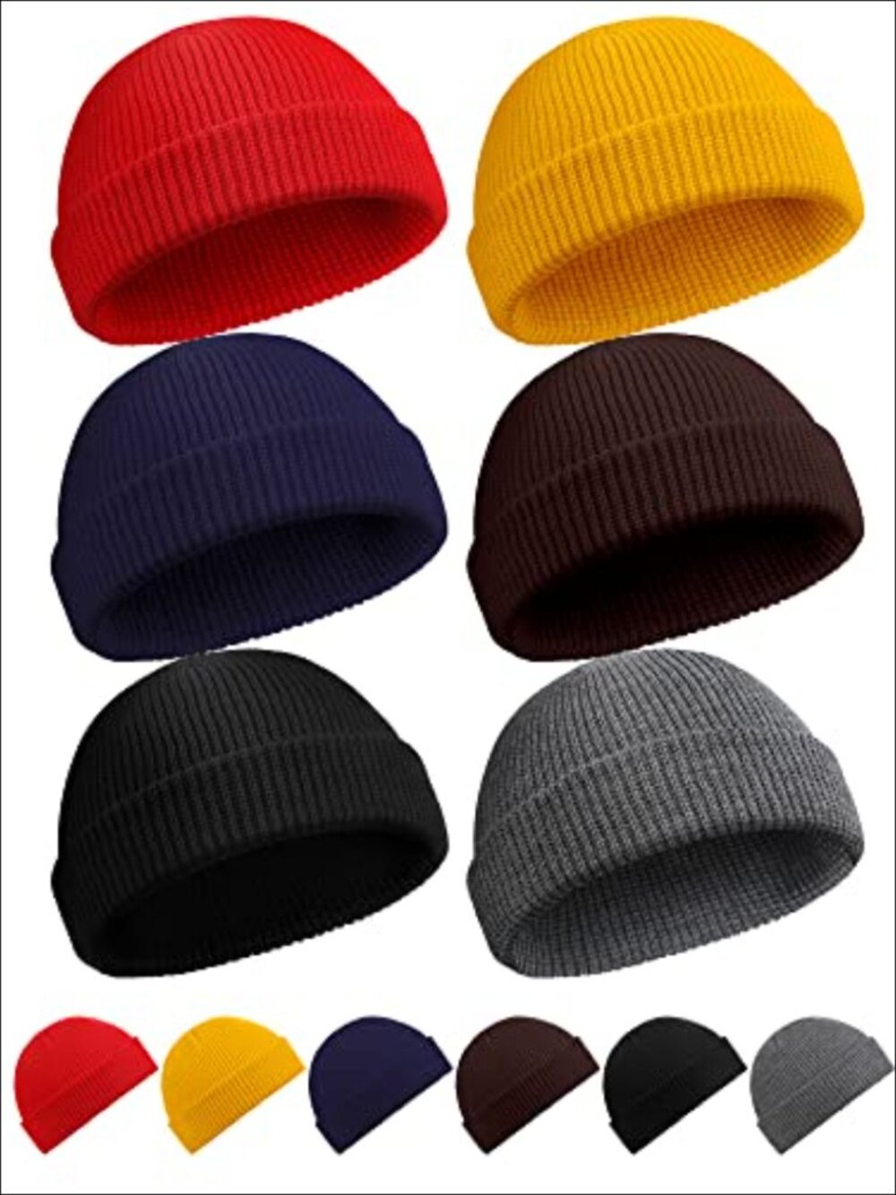 Fisherman Beanie Acrylic Roll Up Cuff Skullcap Winter Hat